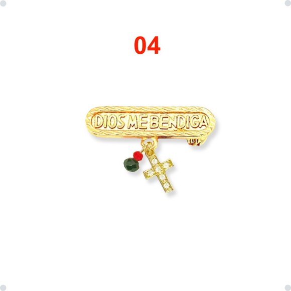 Azabache Brooch 14k Gold Plated Lucky Charm, Ojitos De Santa Lucia - Picture 6 of 9